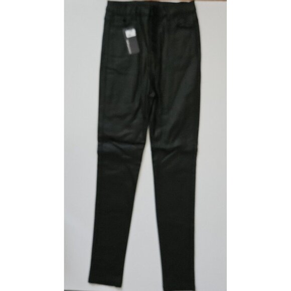 Apperloth A NWT S Button Fly Black Faux PU Leather Skinny Pants - Picture 2 of 7